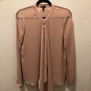 Sheer Peach Long Sleeve Blouse
